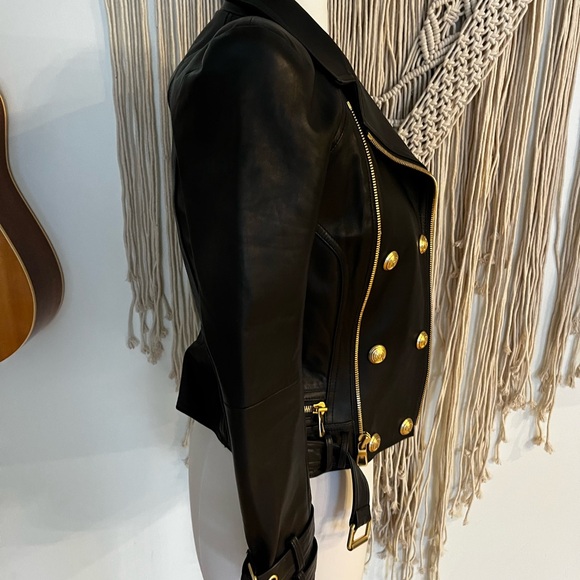 Balmain x H&M Black and Gold Leather Jacket - Picture 3 of 16